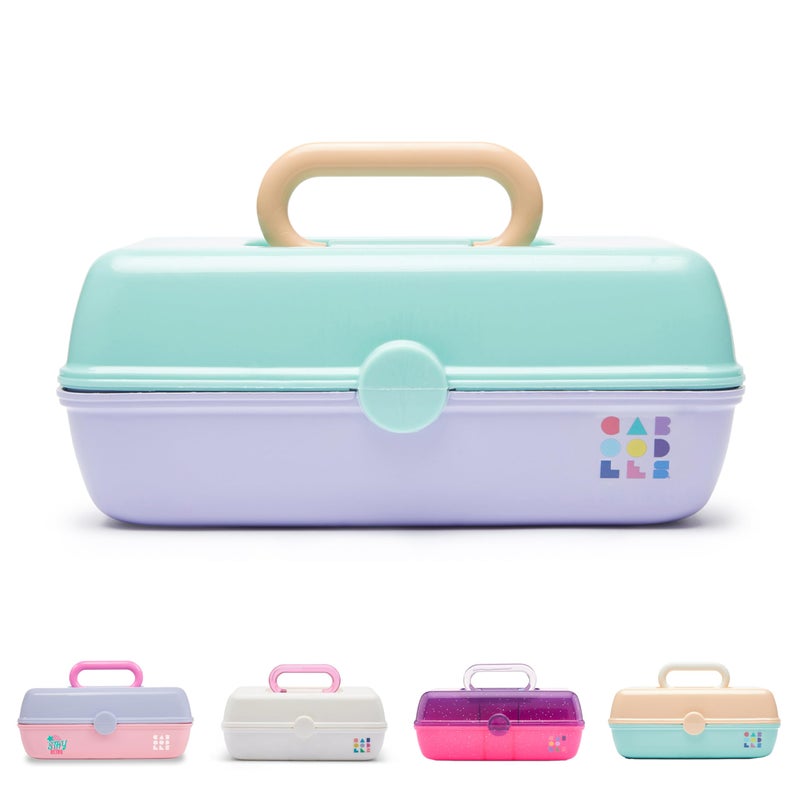 Caboodles Pretty in Petite Makeup Box, Two-Tone Seafoam on Lavender, Hard Plastic Organizer Box, 2 Swivel Trays, Fashion Mirror, Secure Latch for Safe Travel - Image 1
